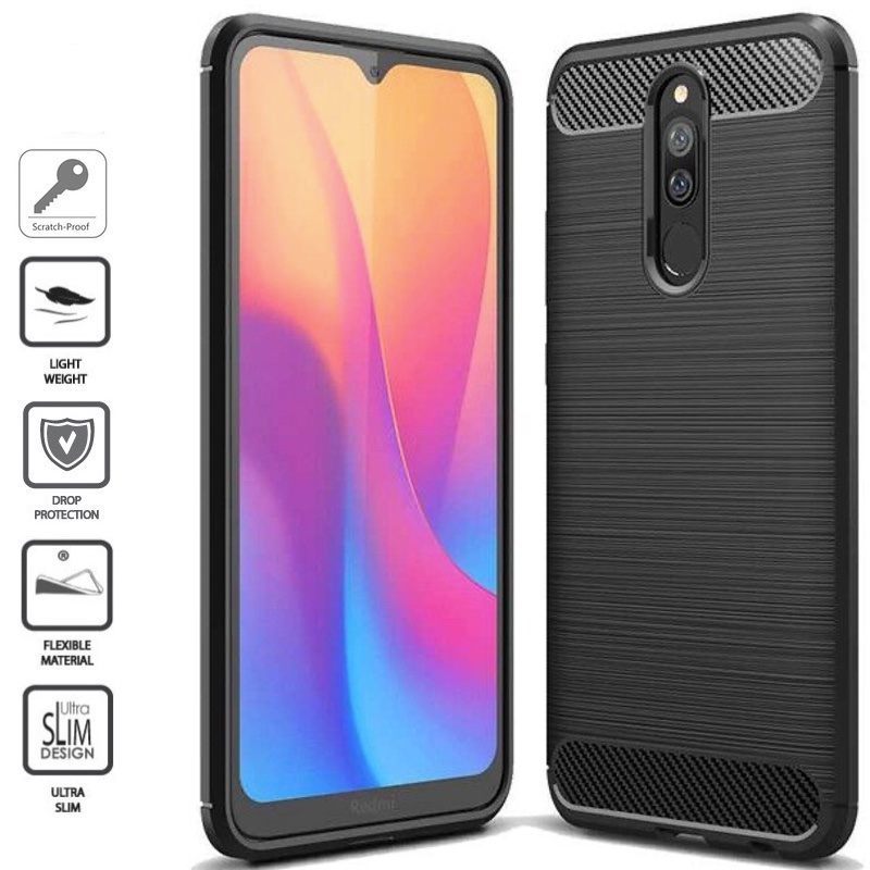 Silikoninis Carbon dėklas - juodas (Redmi 8) Silikoninis Carbon dėklas - juodas (Redmi 8)